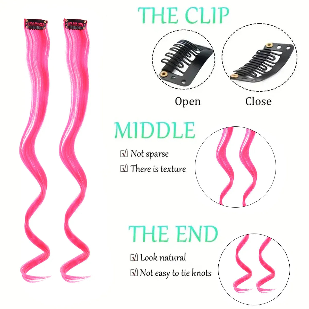 Rainbow Synthetic Hair Extensions Clip In