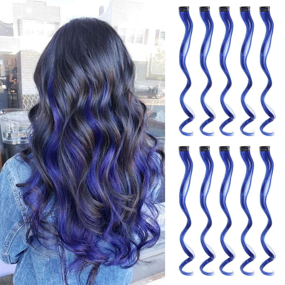 Rainbow Synthetic Hair Extensions Clip In