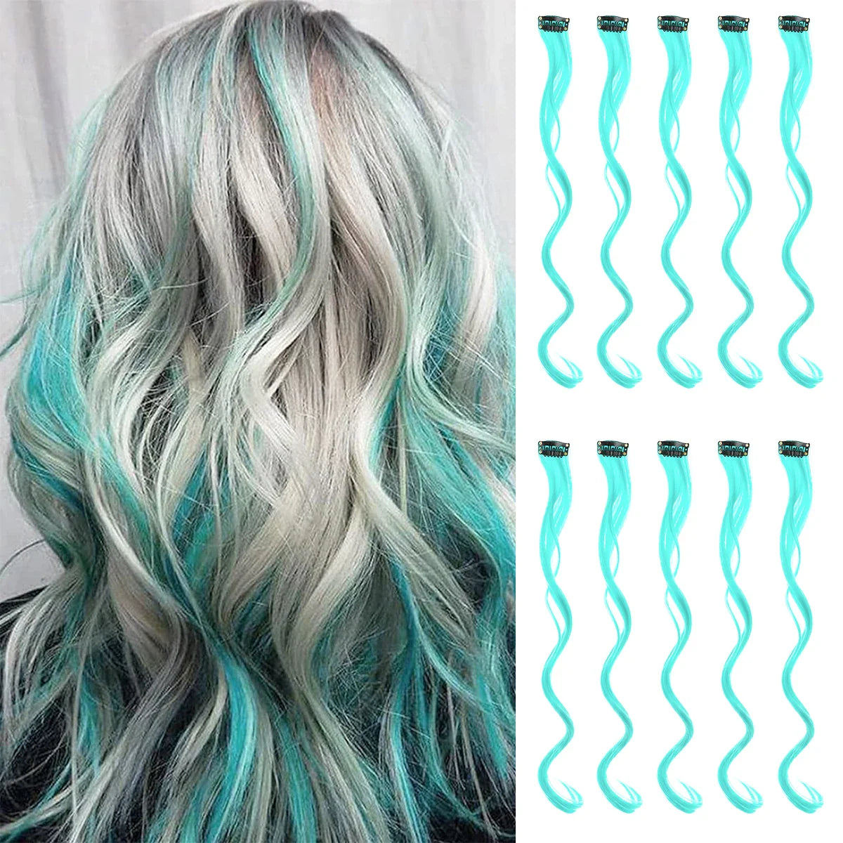 Rainbow Synthetic Hair Extensions Clip In