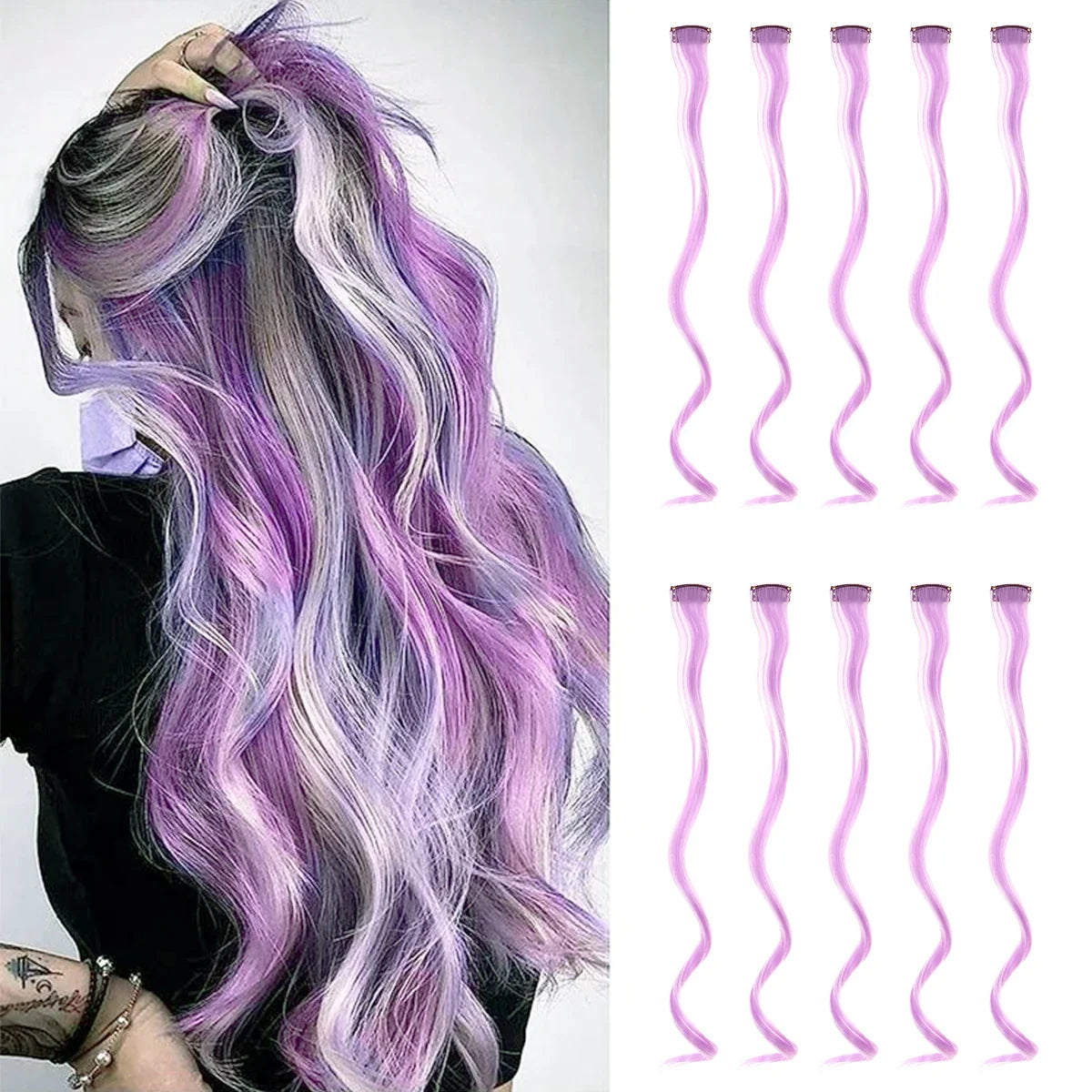 Rainbow Synthetic Hair Extensions Clip In