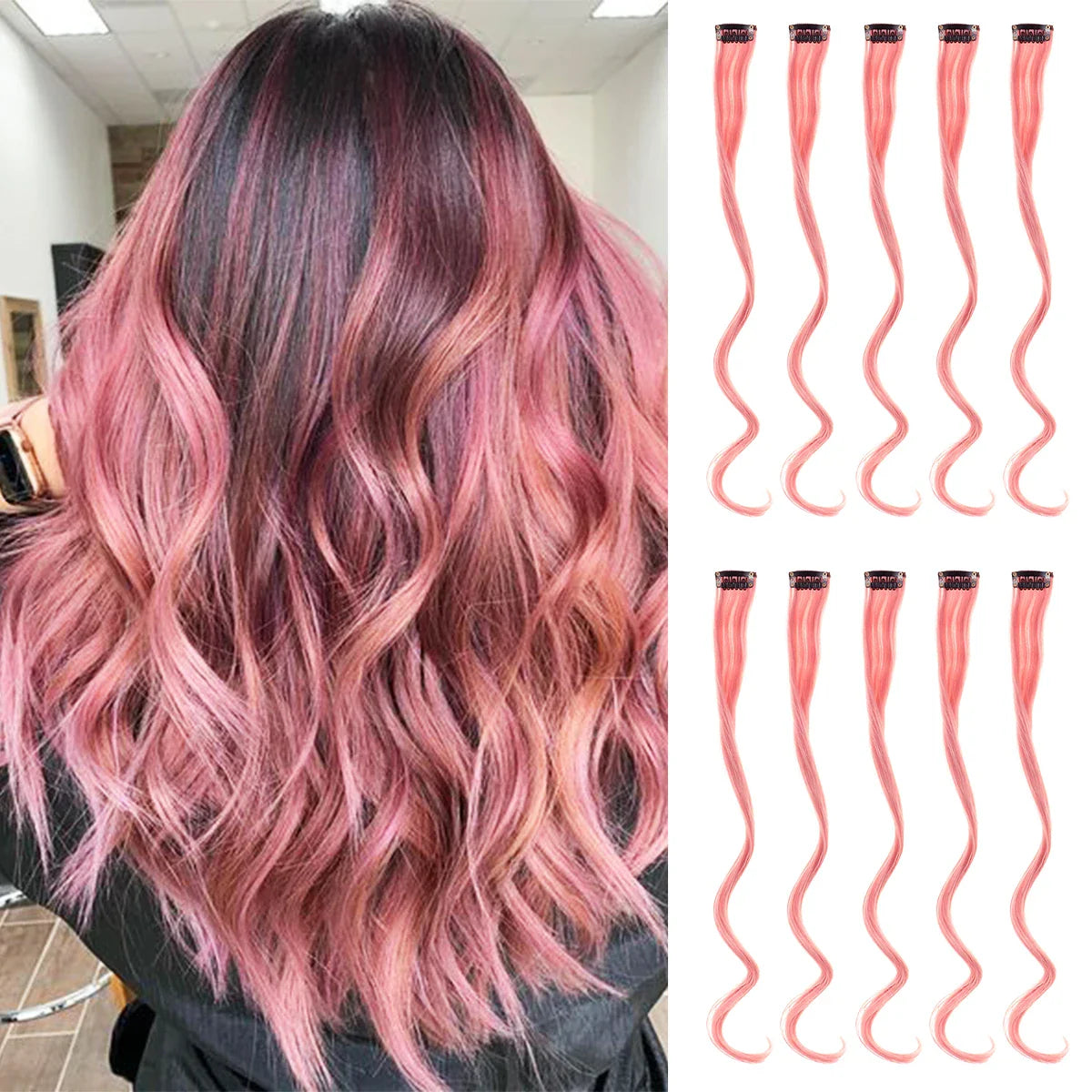 Rainbow Synthetic Hair Extensions Clip In