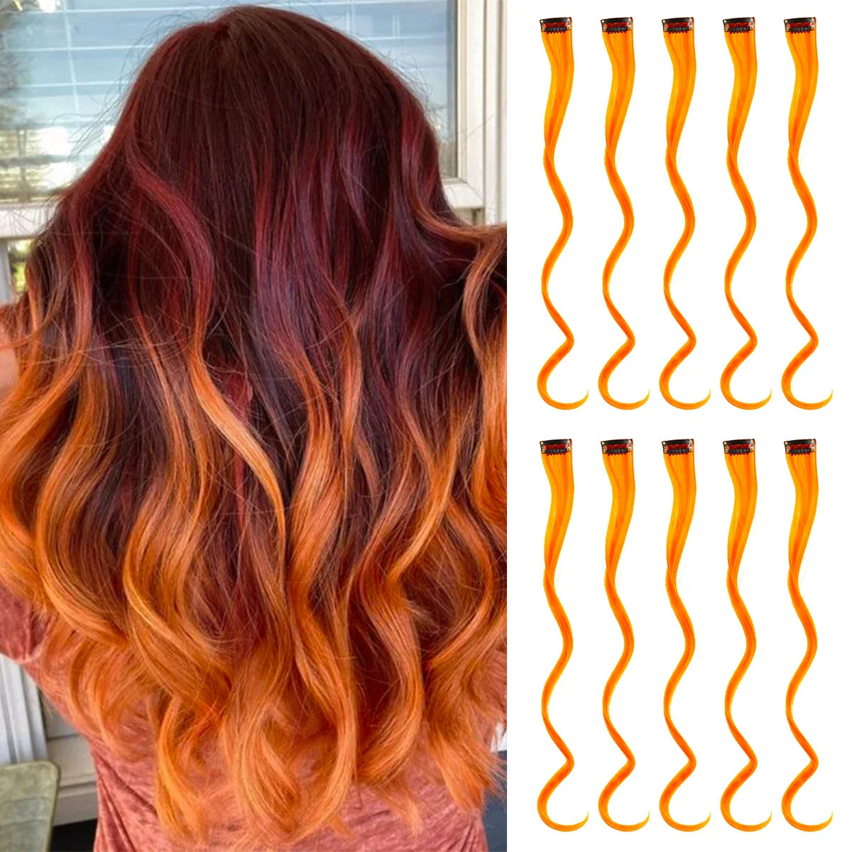 Rainbow Synthetic Hair Extensions Clip In