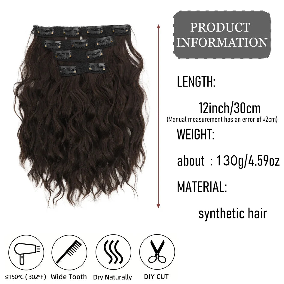 Short Honey Gold Wavy Hair Extensions Set