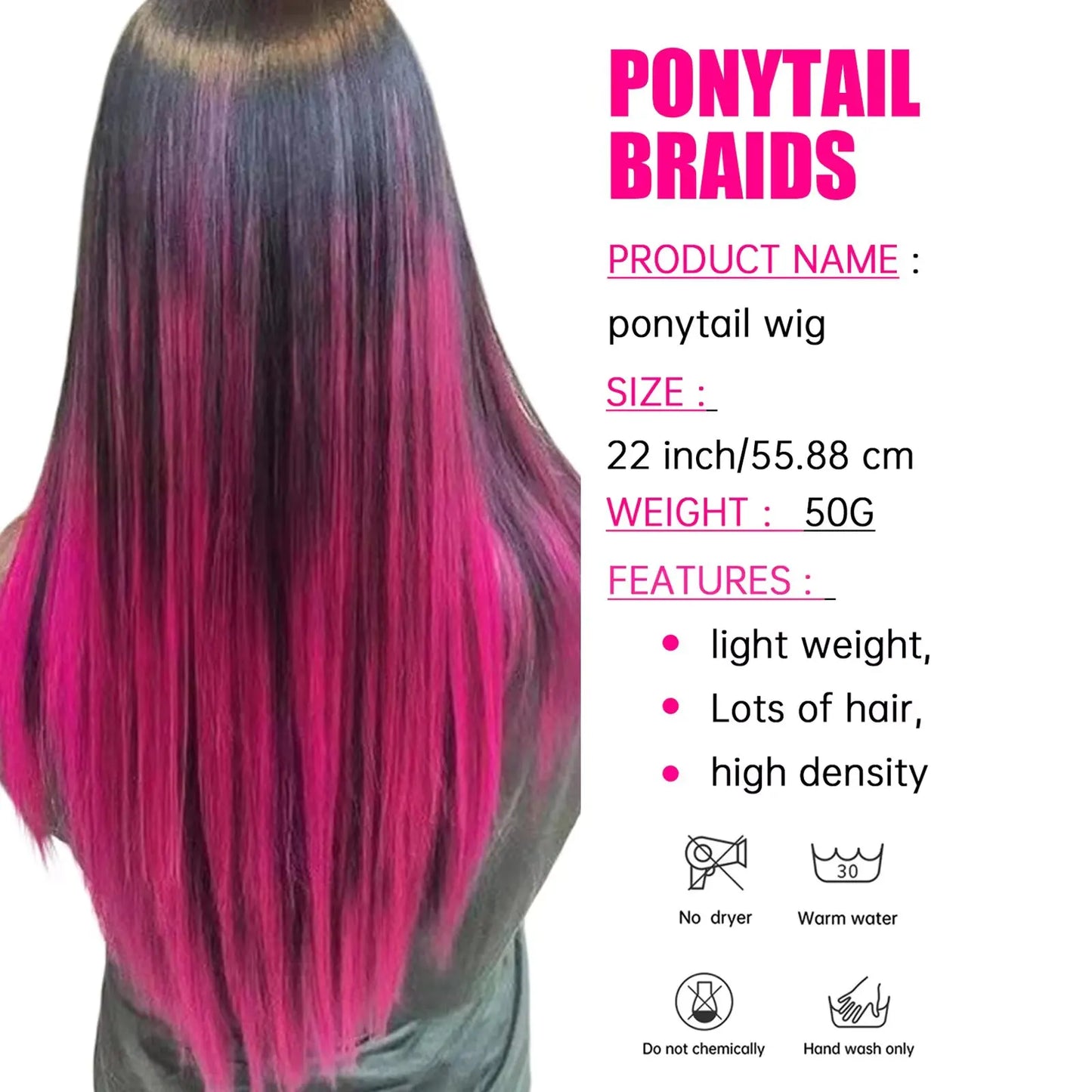 Synthetic Rainbow Hair Extensions Clips 5Pcs