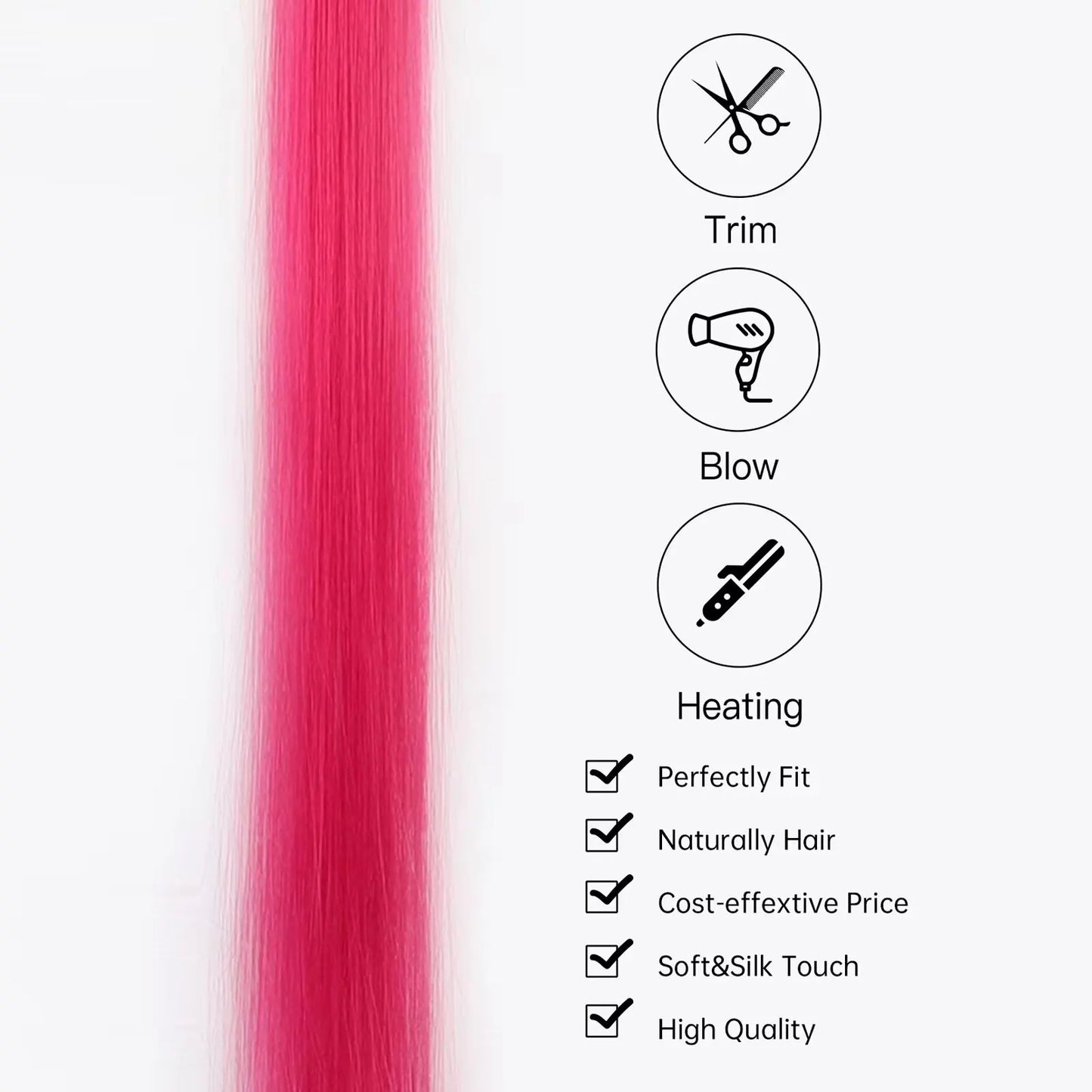 Synthetic Rainbow Hair Extensions Clips 5Pcs