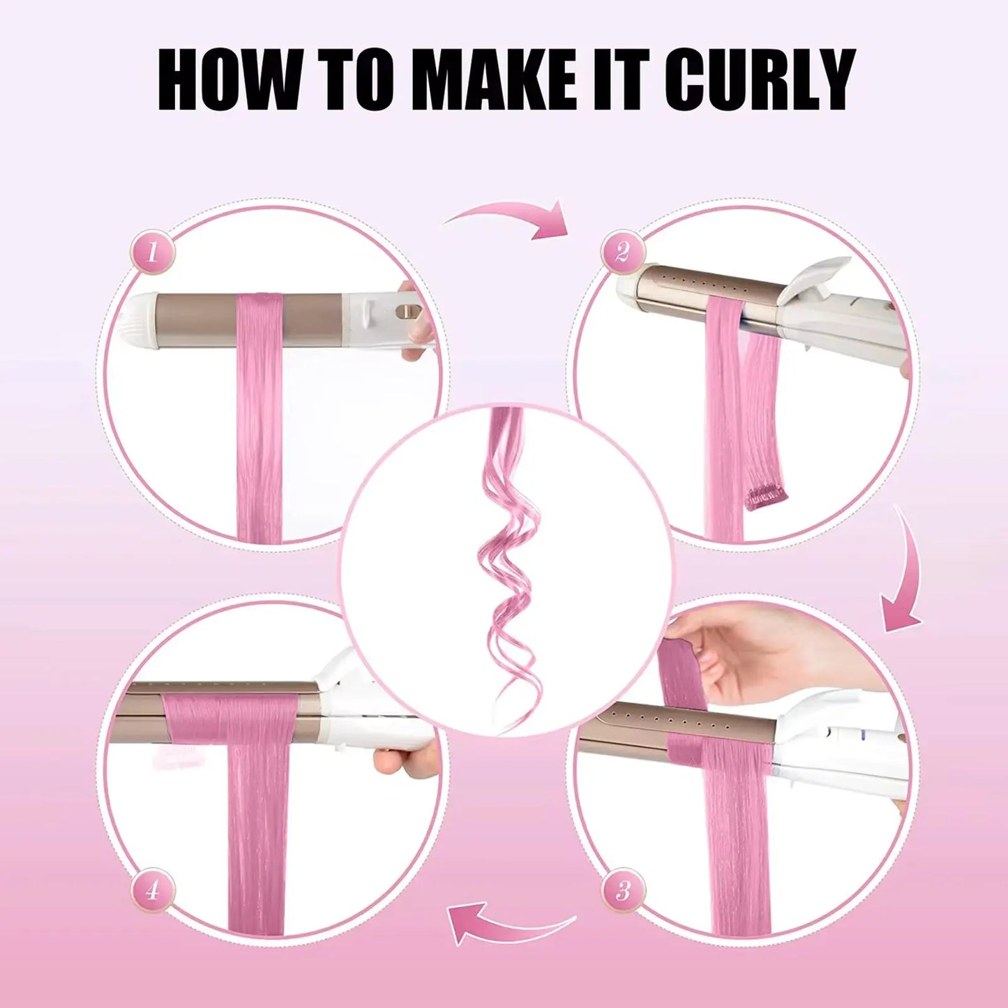 Synthetic Rainbow Hair Extensions Clips 5Pcs