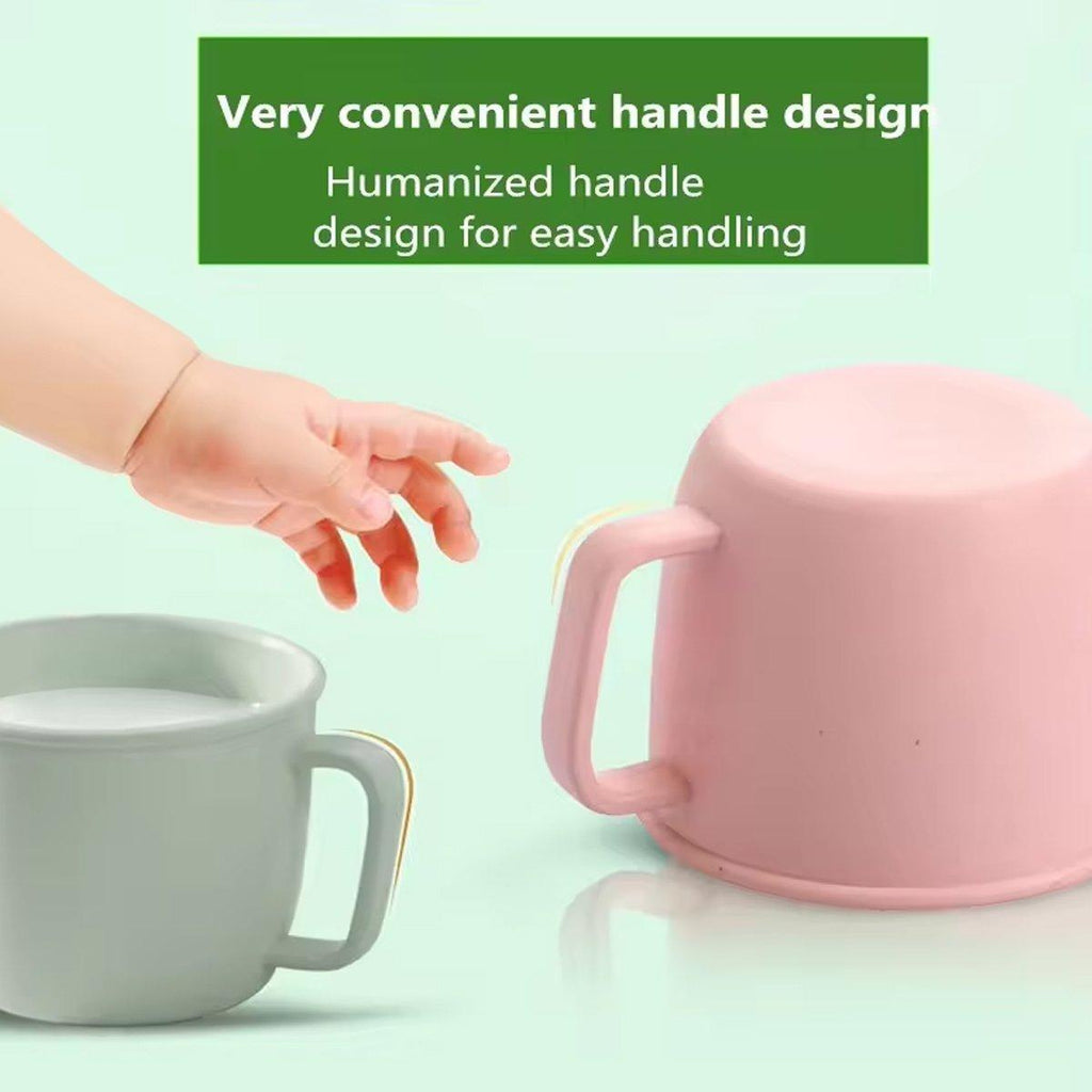 4PCS Bamboo Fiber Milk Drinking Cups with Handle Eco Friendly Small Grip Cups