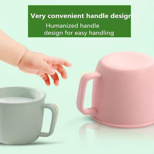 4PCS Bamboo Fiber Milk Drinking Cups with Handle Eco Friendly Small Grip Cups