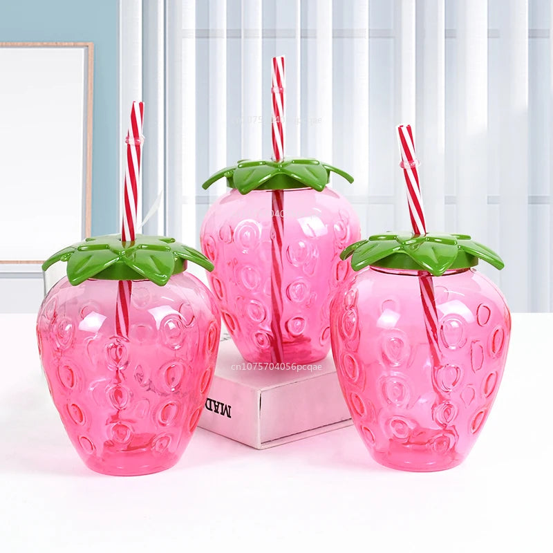 Strawberry Pineapple Shaped Water Bottle Durable Gadgets Outdoor Portable Tools Drinkware Straw Cup Kitchen Accessories