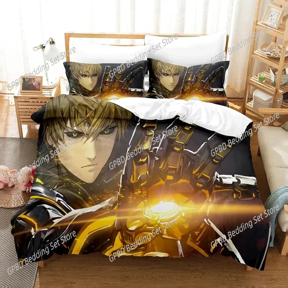 3D Anime Duvet One Punch Man Comfortable Duvet Quilt Cover Pillowcase Bedding Set Children Bedroom Decoration Home Textile