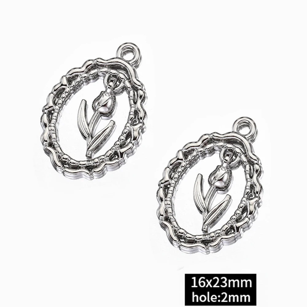 2pcs Rhinestone Chrams Silver Color Crystal Beads Pendants Y2K Style Jewelry Making Accessories Charms for DIY Necklace Bracelet