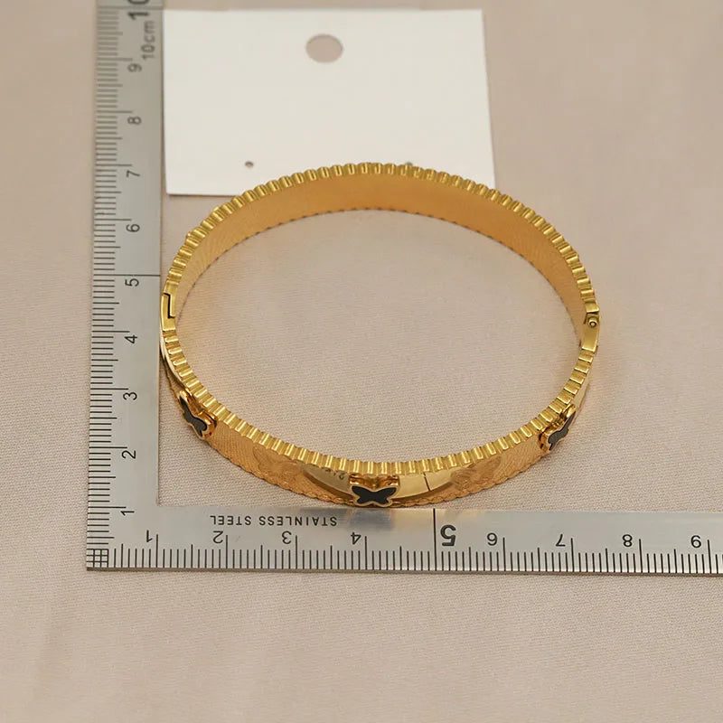 316L Classic Stainless Steel Metal Butterfly Bracelet for Women Elegant Bangles Rust-proof Bangle Wrist Jewelry