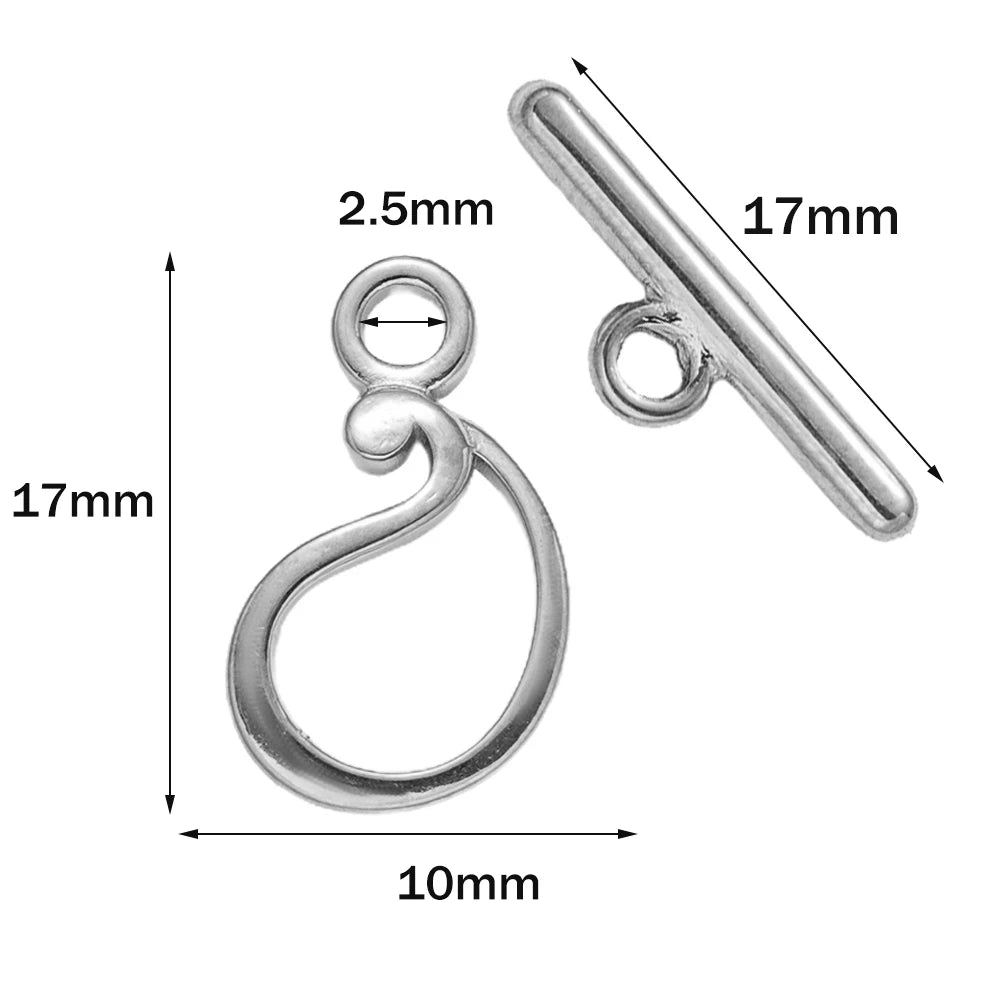 5 Sets Stainless Steel Toggle Clasp T-bar Closure Ring Fastener Hook End Connectors for DIY Necklace Bracelet Jewelry Making
