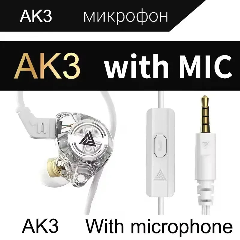 New QKZ 15D Dynamic Surround Sound Bass Earphones Earbud 3.5MM AUX In-Ear Monitor Headphones HIFI Noise Cancelling Sport Headset