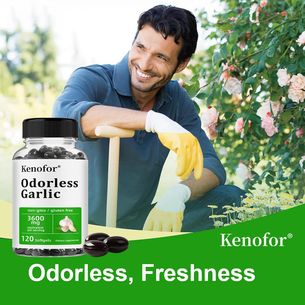 Odorless Garlic Supplement Capsules - Balance Cholesterol Levels, Support Heart and Cardiovascular Health, Non-GMO, Gluten Free