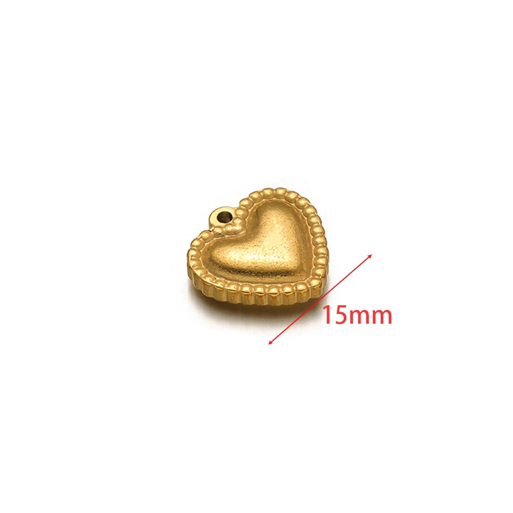 5pcs 18K Gold Stainless Steel Exquisite Heart Pendants Necklace Charms for DIY Women Jewelry Making Bracelet Earrings Findings