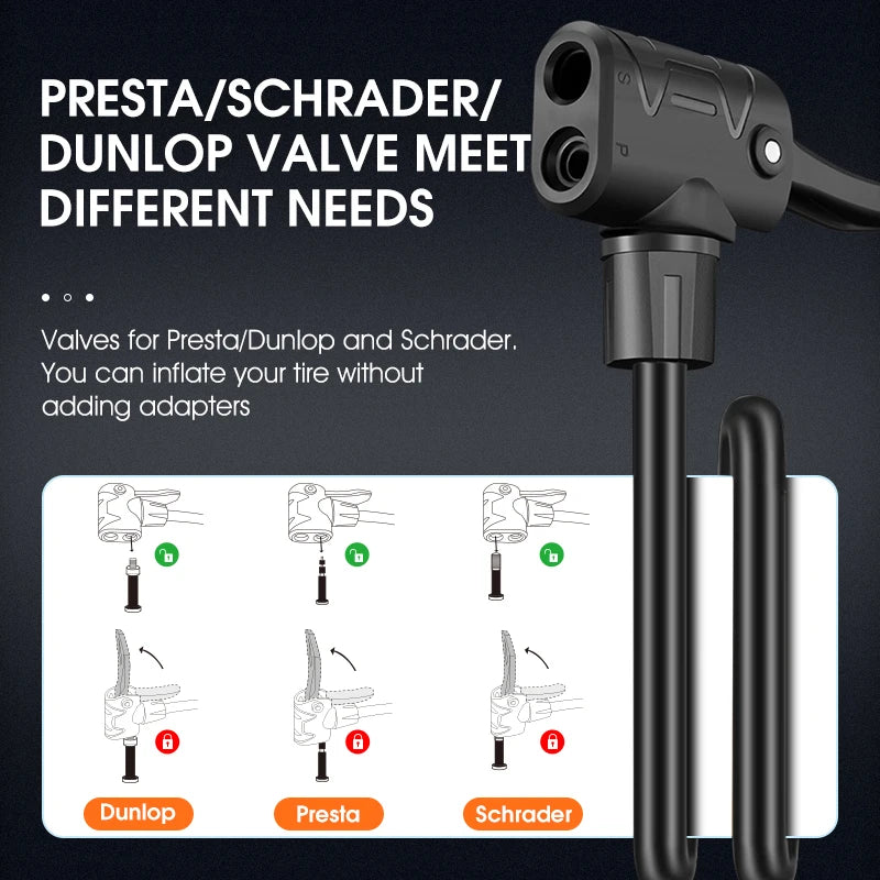 WEST BIKING 160PSI Bicycle Air Pump High Pressure Hand Pump for Schrader/Presta Valve Inflator Tool MTB Road Bike Accessories