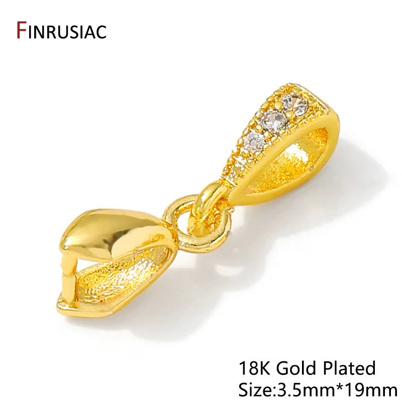 18K Gold Plated Brass With Zircon Jewellery Bail Clasps For Necklace Making,Pendant Pinch bail For DIY Jewelry Making Supplies