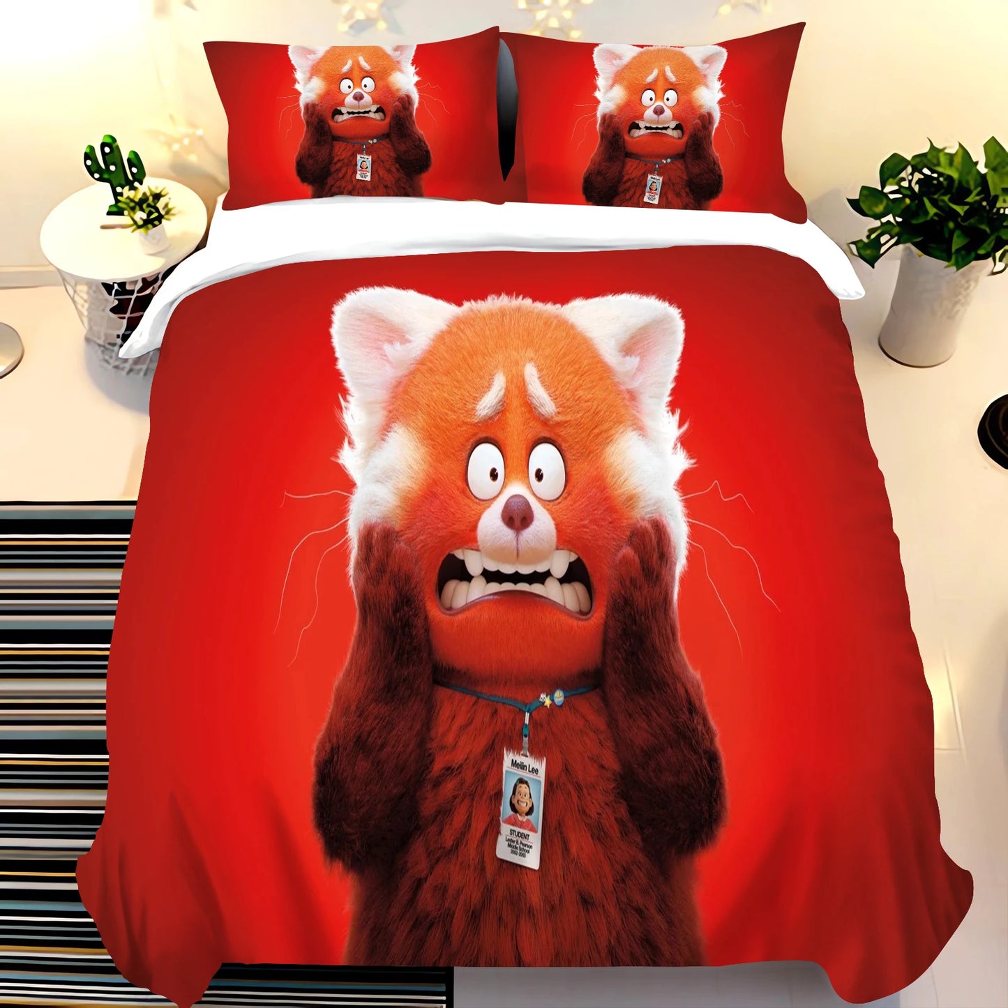 Pixar Red Panda Bedding Sets Duvet Cover Set King Size Children'S 3-Piece Set 1 Quilt Cover 100% Polyester  Home Comforter