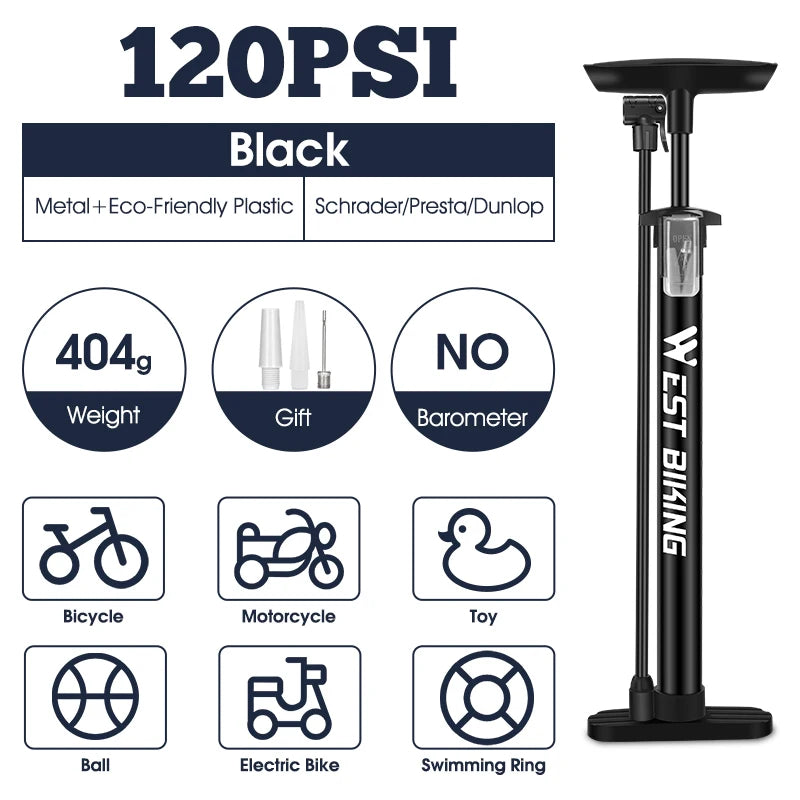 WEST BIKING 160PSI Bicycle Air Pump High Pressure Hand Pump for Schrader/Presta Valve Inflator Tool MTB Road Bike Accessories