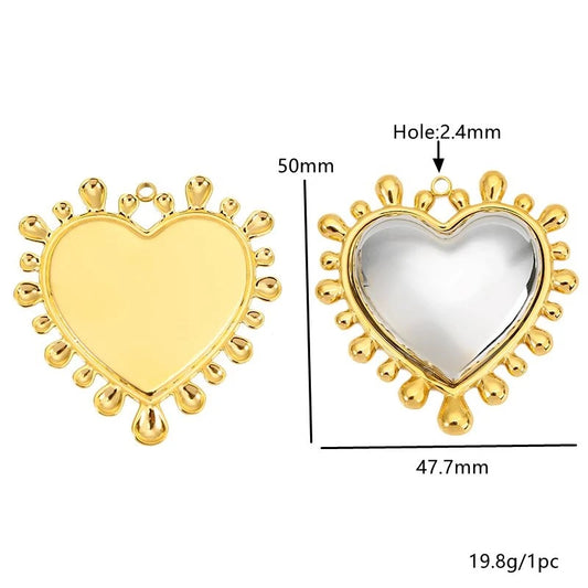 2pcs Stainless Steel Love Heart Jewelry Pendants for Necklaces  Bracelets DIY Jewelry Making Korean Fashion Accessories