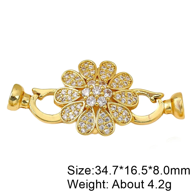 Juya 18K Gold Plated Decorative Connector Fastener Clasps Accessories For DIY Women Needlework Beads Gems Pearls Jewelry Making