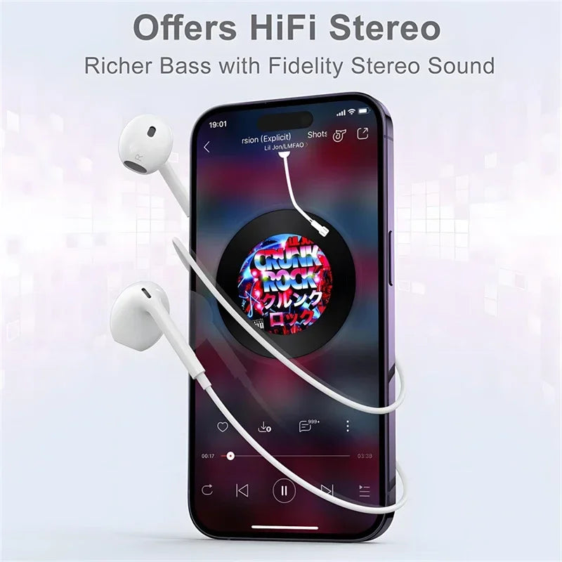 Original Wired Lightning Earphones For Apple iPhone 14 13 12 11 Pro Max Mini X XS XR X 7 8 6 Plus SE Headphones Accessories