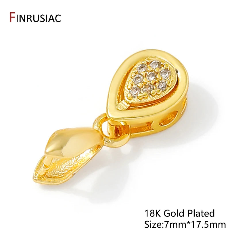 18K Gold Plated Brass With Zircon Jewellery Bail Clasps For Necklace Making,Pendant Pinch bail For DIY Jewelry Making Supplies