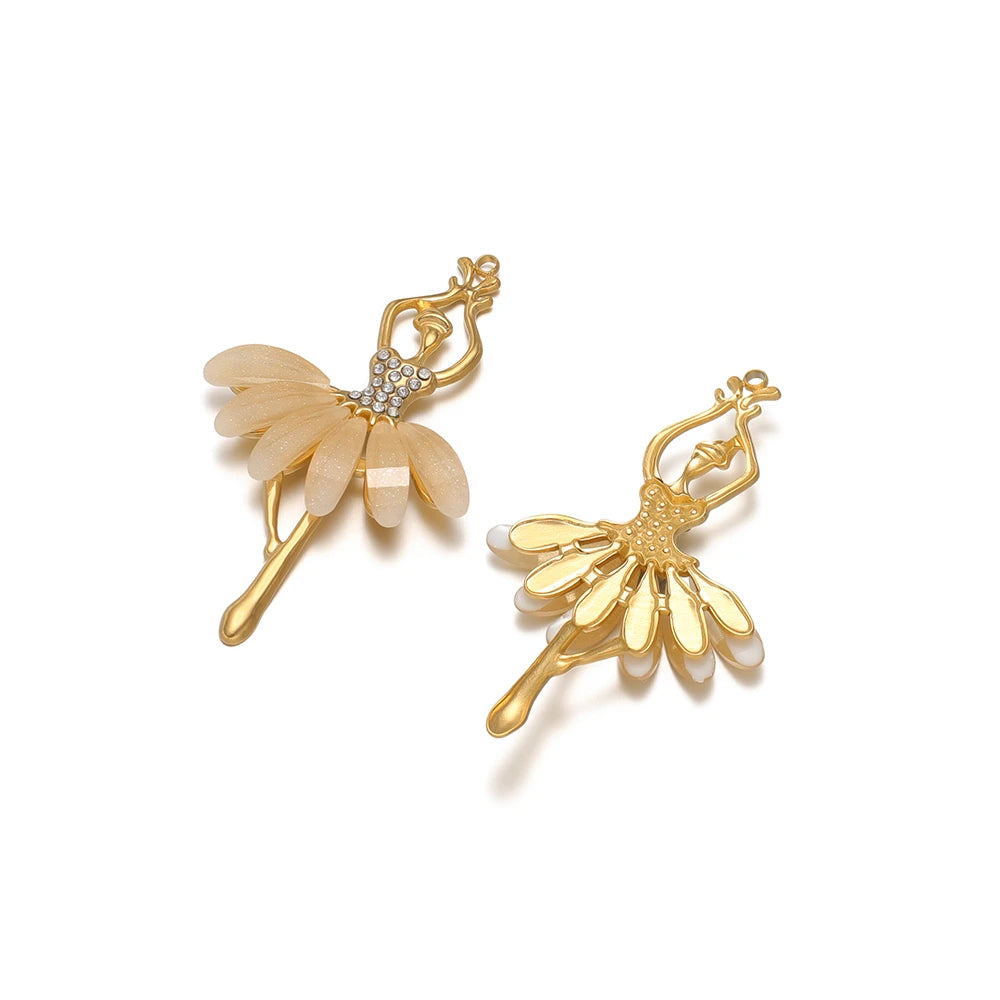 3pcs Stainless Steel Ballerina Pendants Luxury Rhinestone Charms Bulk for DIY Women Jewelry Making Necklace Bracelet Accessories