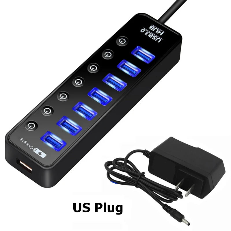USB 3.0 HUB Multi 5Gbps High Speed 7+1 Adapter Mobile Phone Charging Port USB Splitter For Laptop Adapter Computer Accessories