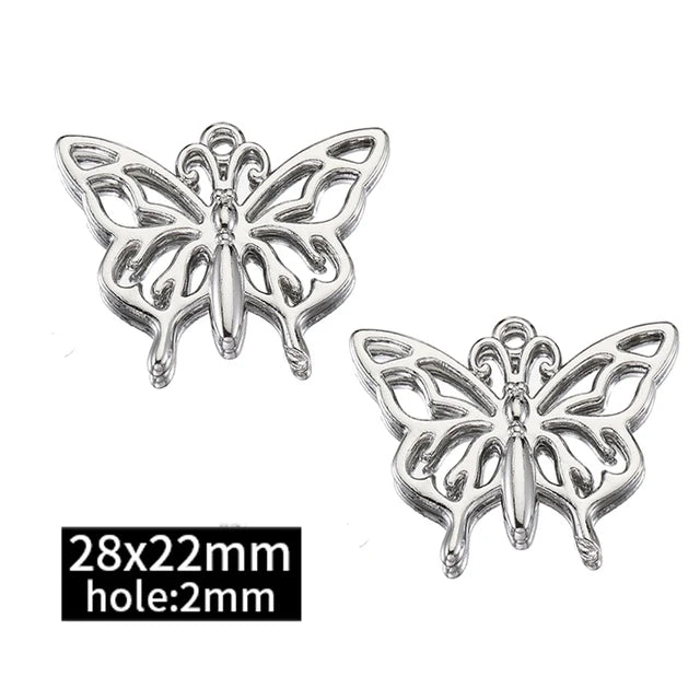 2pcs Rhinestone Chrams Silver Color Crystal Beads Pendants Y2K Style Jewelry Making Accessories Charms for DIY Necklace Bracelet