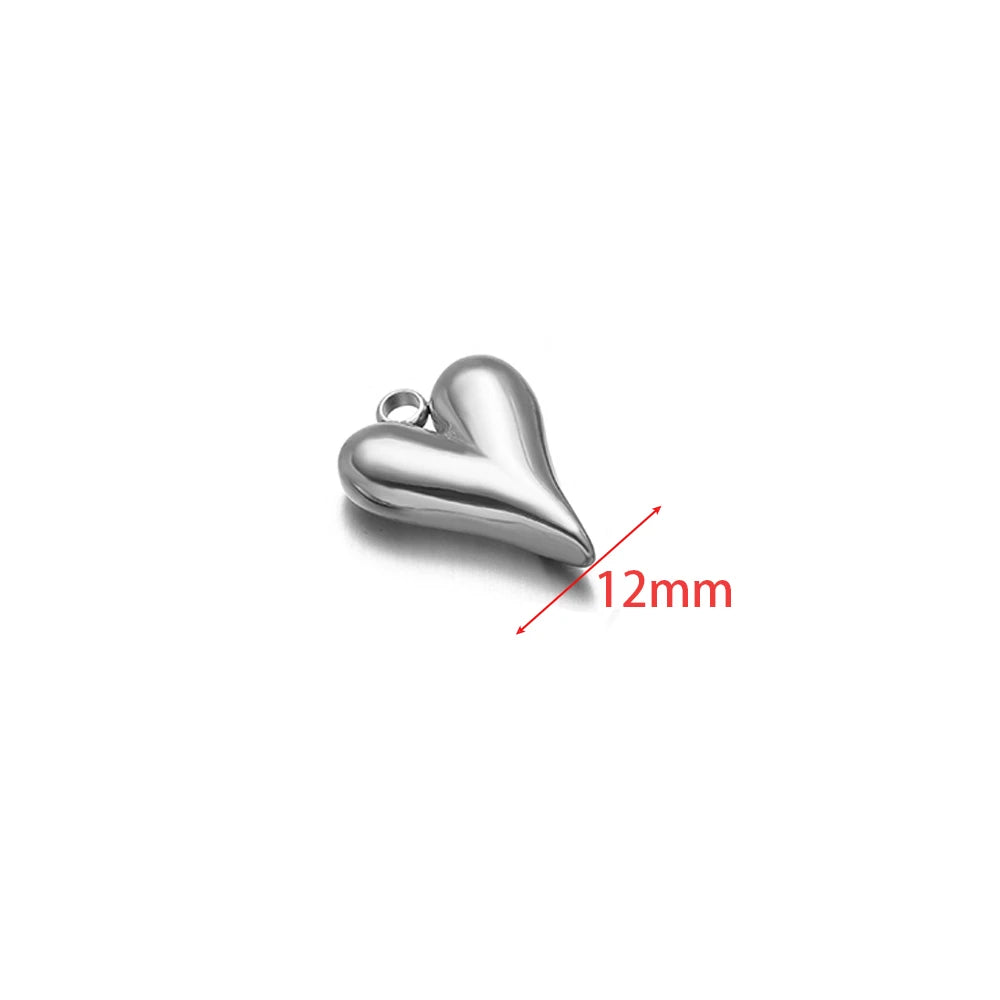 5pcs 18K Gold Stainless Steel Exquisite Heart Pendants Necklace Charms for DIY Women Jewelry Making Bracelet Earrings Findings