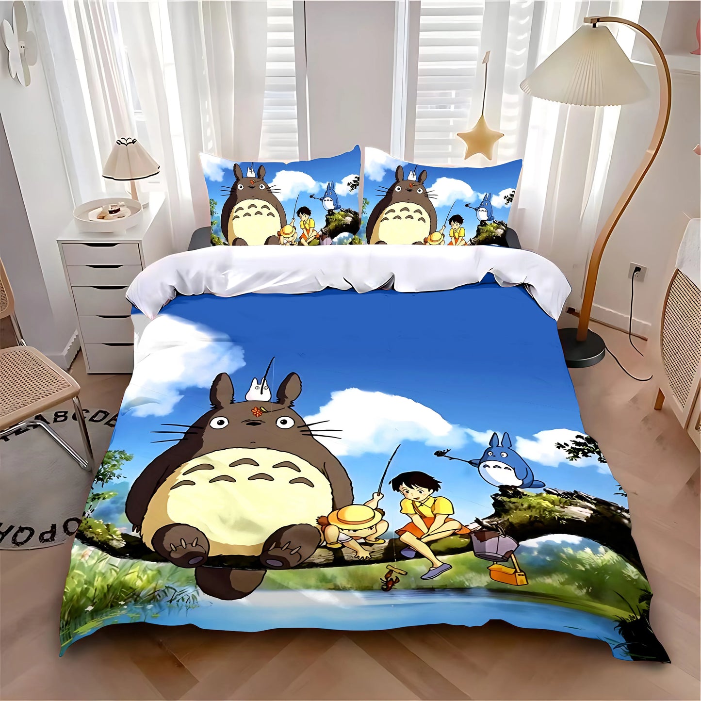 Duvet Cover Pillowcase Bedding Set Hot Anime Cute T-Totoroes Adult Boy Girl Bedroom Decoration Children Single Double Large Size