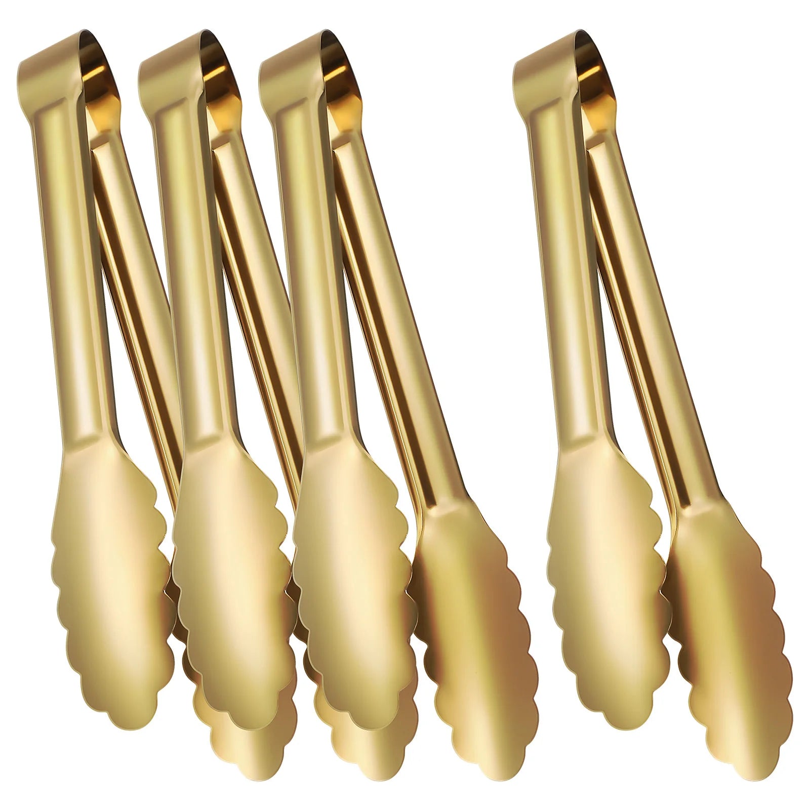 4pcs Stainless Steel Plum Blossom Tongs For Salad Buffet Barbecue Serving Cooking Food Handling Kitchen Utensils