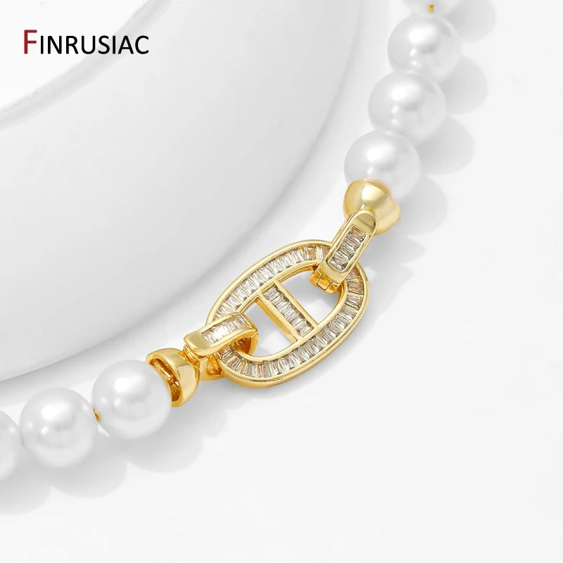 14K Gold Plated Brass Connectors Clasps,Inlaid Zircon Fastener Clasps,Lock For Bracelet,DIY Necklaces Jewelry Making Findings