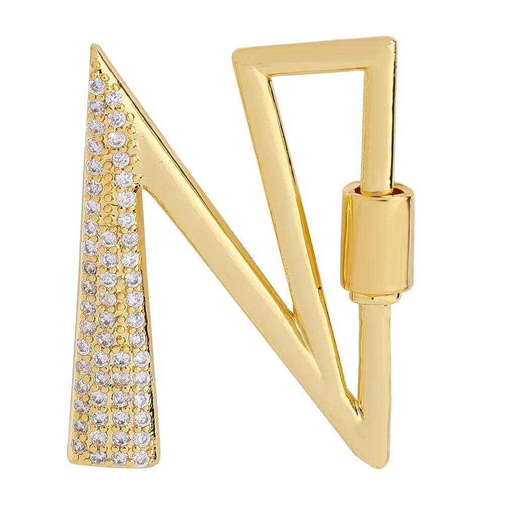 Juya 18K Gold Plated 26 Alphabet Letters Pendant Fasteners Bolt Carabiner Clasps For DIY Women Mesh Chains Name Jewelry Making