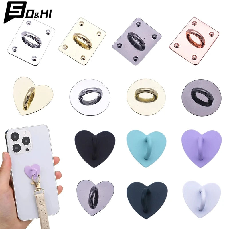 New 1Pc Self Adhesive Metal Heart Phone Charm Holder Mobile Phone Case Finger Ring Stand Hooks Buckle Charms Clasp Accessories