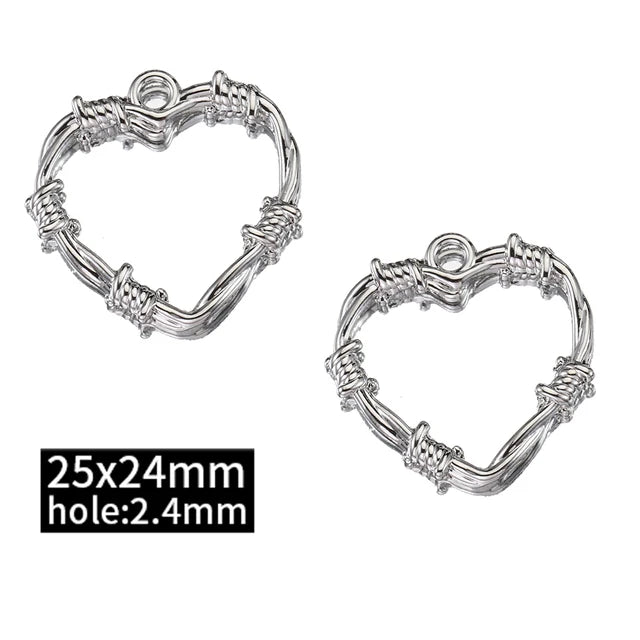 2pcs Rhinestone Chrams Silver Color Crystal Beads Pendants Y2K Style Jewelry Making Accessories Charms for DIY Necklace Bracelet