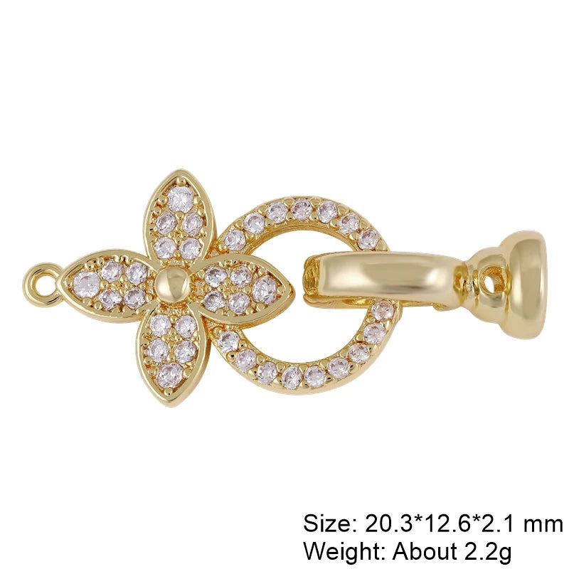 Juya 18K Gold Plated Decorative Connector Fastener Clasps Accessories For DIY Women Needlework Beads Gems Pearls Jewelry Making