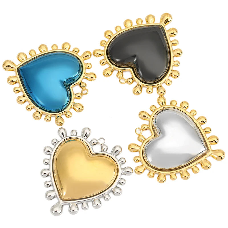 2pcs Stainless Steel Love Heart Jewelry Pendants for Necklaces  Bracelets DIY Jewelry Making Korean Fashion Accessories