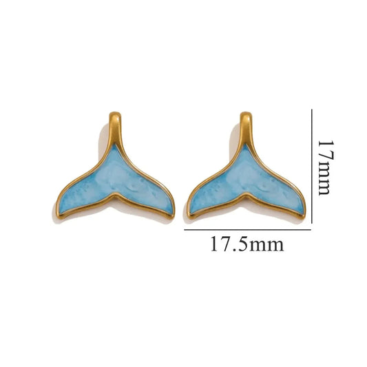 5pcs Stainless Steel Enamel Mermaid Tail Charms Gold-plated for DIY Necklaces Bracelet Earring Jewelry Making Supplies Wholesale