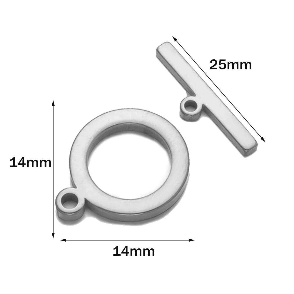 5 Sets Stainless Steel Toggle Clasp T-bar Closure Ring Fastener Hook End Connectors for DIY Necklace Bracelet Jewelry Making
