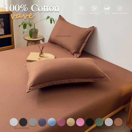 Single/Double/King/Queen Beds Cotton Fitted Sheet for Mattress Pads and Bedspread Covers in All Bed Sizes 140/150/160/180x200