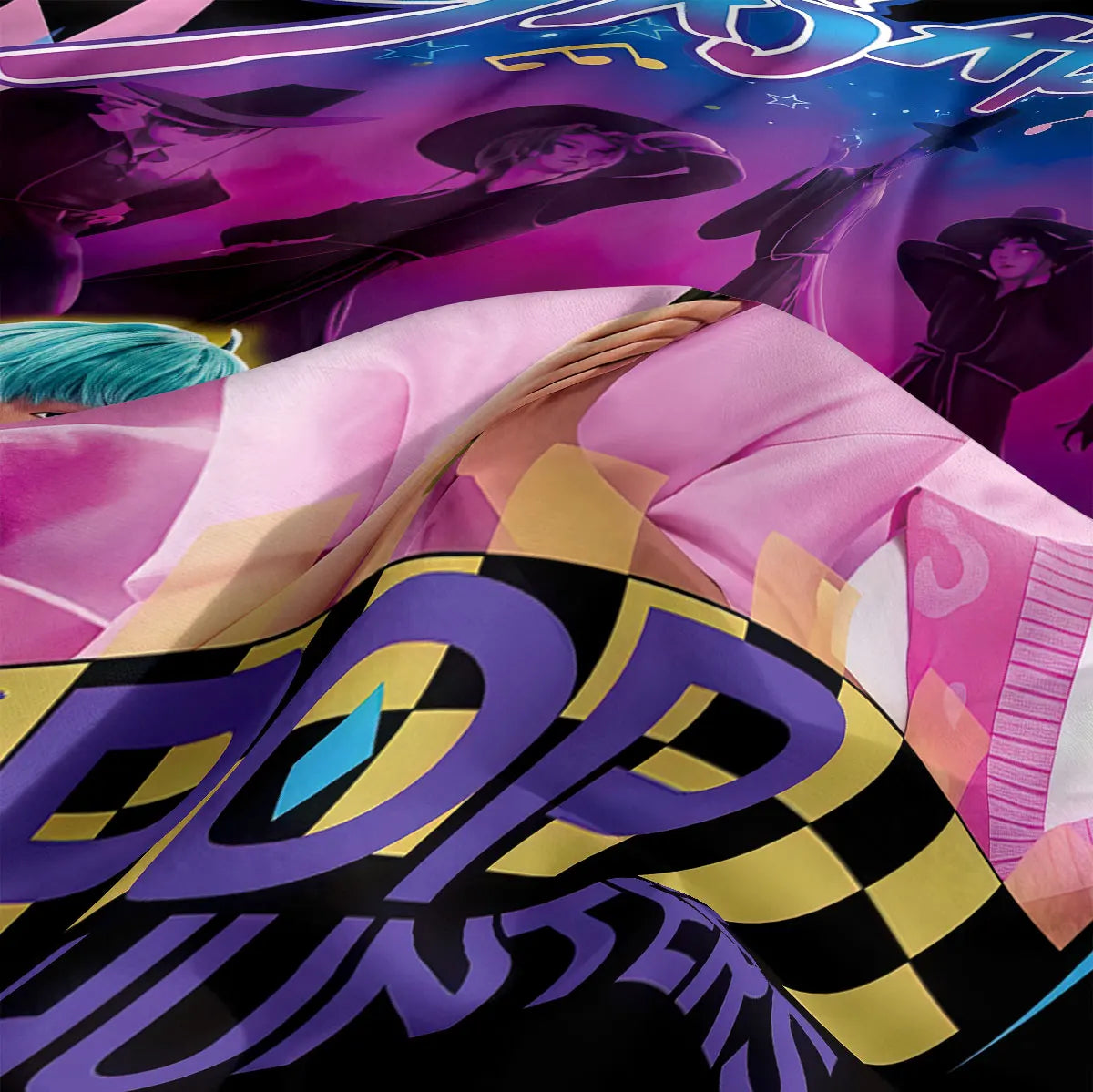 3pcs K-Pop Demon Hunters printed coreless duvet cover set, multi size bedroom bedding decoration, machine washable