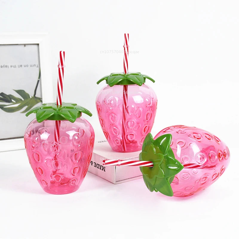 Strawberry Pineapple Shaped Water Bottle Durable Gadgets Outdoor Portable Tools Drinkware Straw Cup Kitchen Accessories