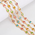 1 Meter Bohemian Square Crystal Bead Copper Chain for DIY Necklace Bracelet Jewelry Making Supplies