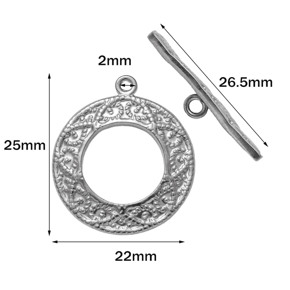 5 Sets Stainless Steel Toggle Clasp T-bar Closure Ring Fastener Hook End Connectors for DIY Necklace Bracelet Jewelry Making