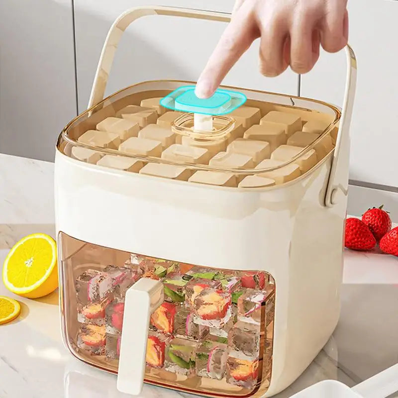 Ice Cubes Trays Ice Cubes Tray With Lid For Freezer Press Non-Stick Iced Bucket Easy Release Kitchen Gadgets For Freezer Home &