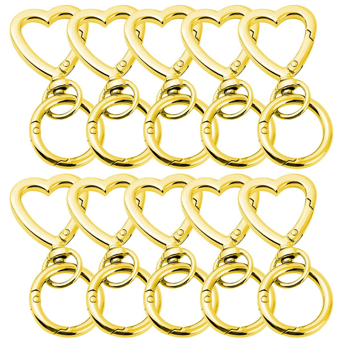 5/10/20/40 Sets Double Opening Swivel Keychain Clips Heart Spring Clasp Hooks Snap Rings for Lanyards Crafts Camping Hiking Gift