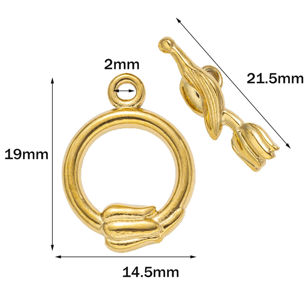 5 Sets Stainless Steel Toggle Clasp T-bar Closure Ring Fastener Hook End Connectors for DIY Necklace Bracelet Jewelry Making